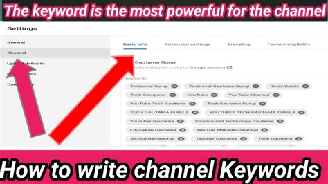 how to find channel key words.